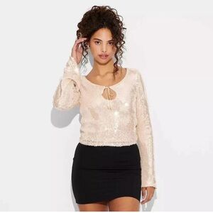 Wild Fable Cream Sequin Blouse